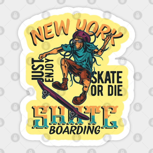 New York - Skate Boarding Sticker by Clicky Commons